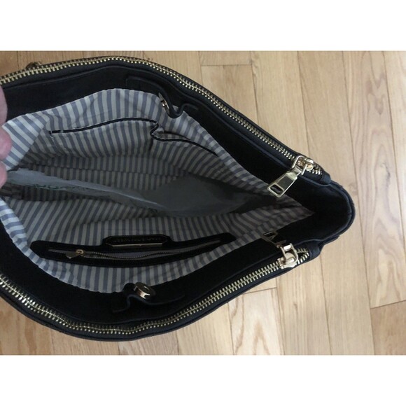 Madison West Womens Handbag Black Leather NWOT Zip Snap Closure - Picture 7 of 10